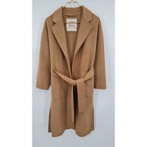Wilfred Aritzia Handcrafted Tan Wool Blend Belted Longline Coat Size 1